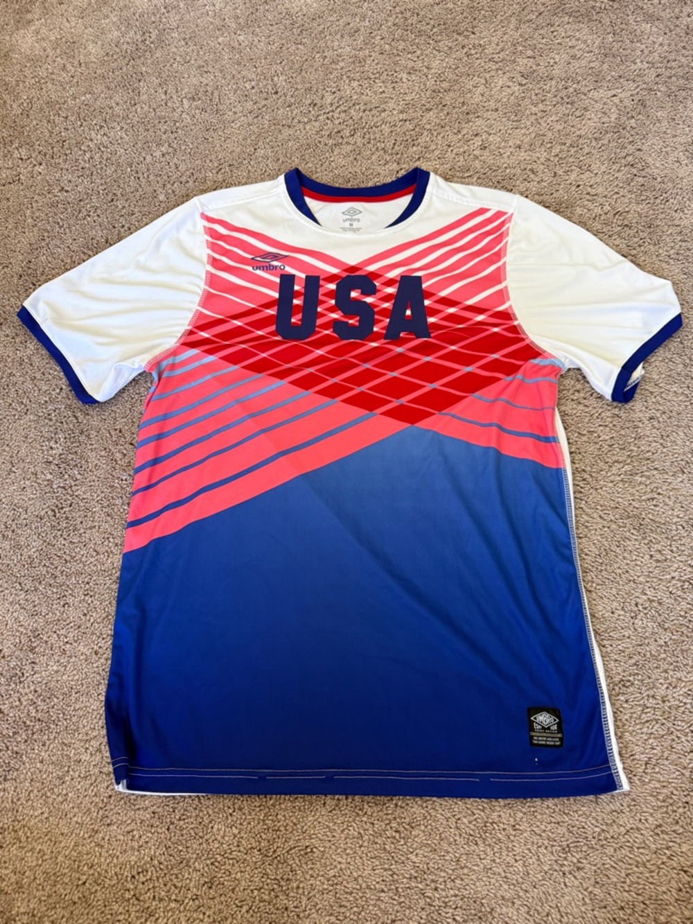 Umbro USA Short-Sleeve Soccer Shirt - Blue, Red & White